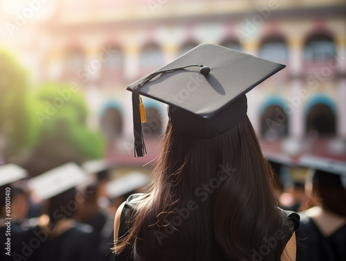 Asian female graduation celebration