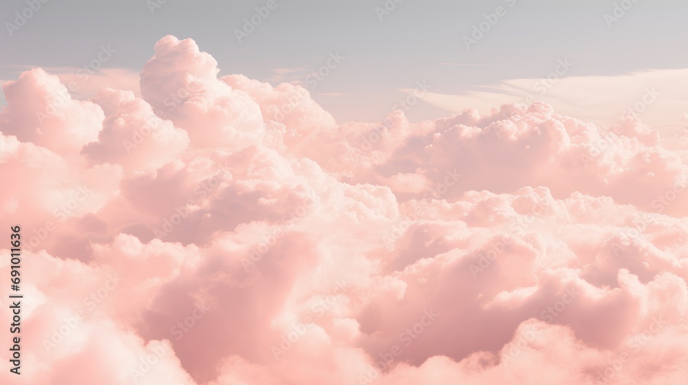 A serene and soft clouds that create a tranquil and minimalist aesthetic, perfect for a calming wallpaper background. - obrazy, fototapety, plakaty 