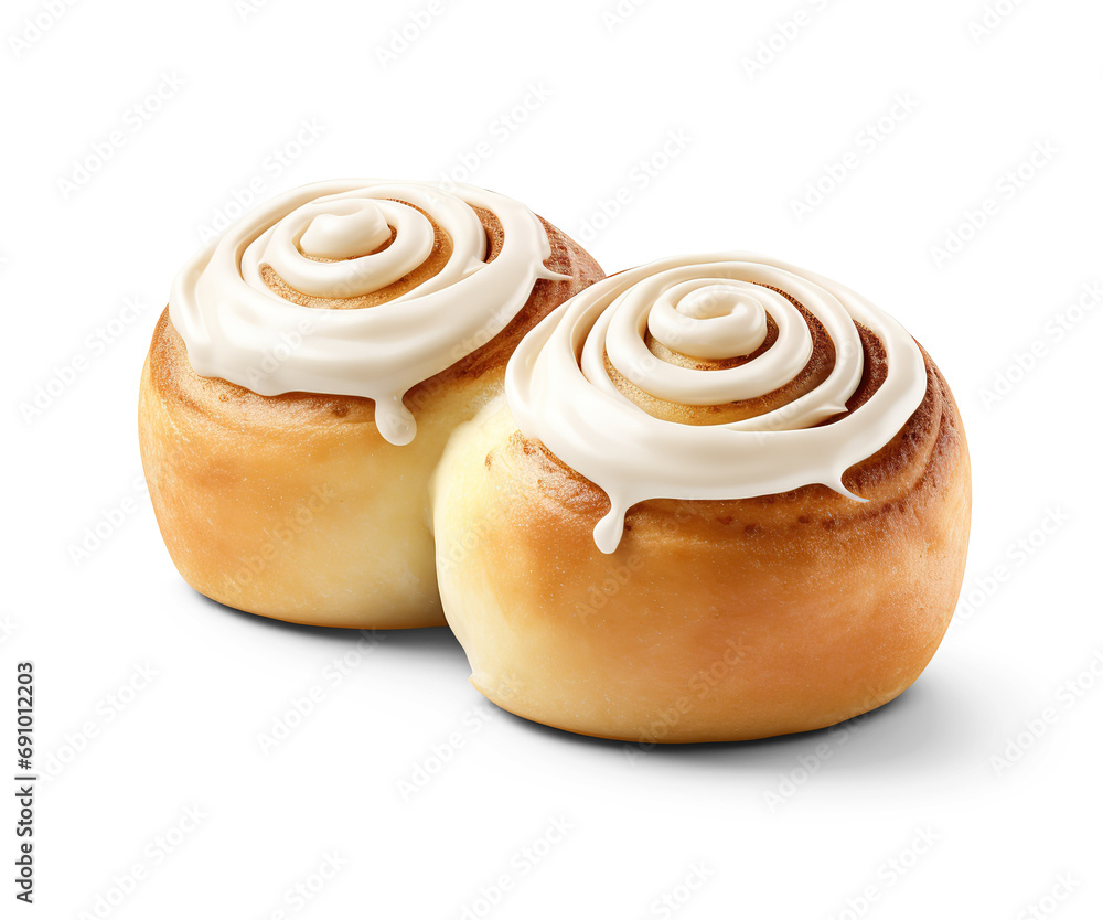 Cream round rolls. Cut out on transparent Cream round rolls. Cut out on transparent