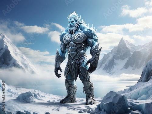 A giant standing on an icy land