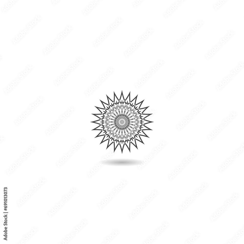 Fototapeta premium Mandala abstract icon with shadow