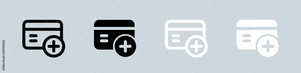 Add card icon set in black and white. Payment signs vector illustration. Add card icon set in black and white. Payment signs vector illustration.