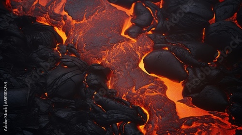 Lava photorealistic background. Capturing the Fiery Essence. Hot, burned volcanic eruption