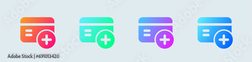 Add card solid icon in gradient colors. Payment signs vector illustration.