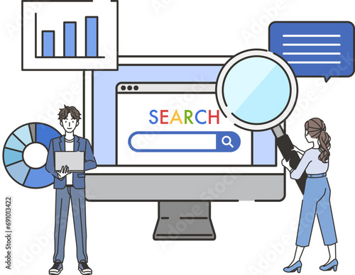 検索サイトを使って調査をする人々