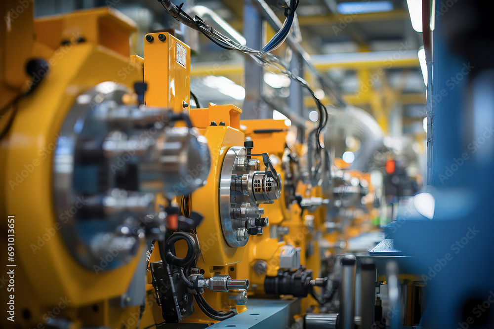 Fototapeta premium Precision Engineering: - Hydraulic Machinery Close-Up