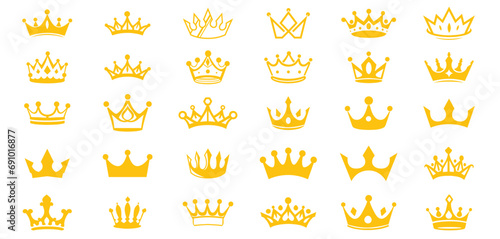Crown king collection mega icon set vector design