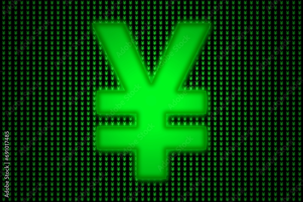 Obraz premium Japanese yen symbol binary code background