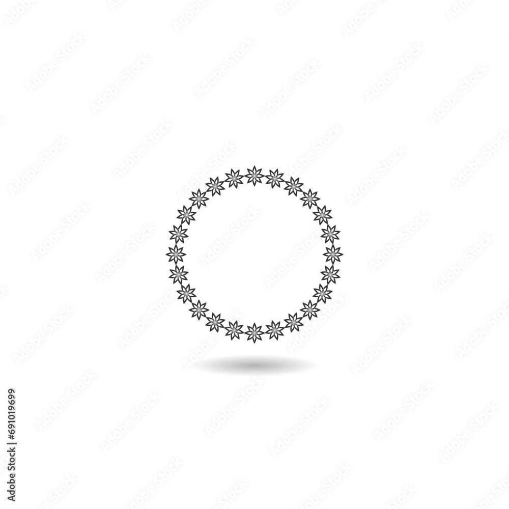 Elegant round frame flower icon with shadow Elegant round frame flower icon with shadow