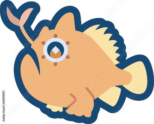 かわいいカエルアンコウのイラスト