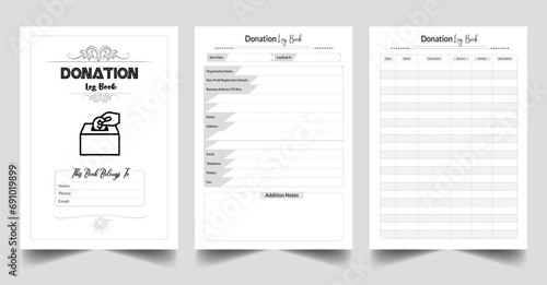 Donation Log. Daily Gratitude Monthly & Yearly Undated Planner. Journal. Printable Gratitude Journal. Planner Bundle Design. Printable Planner Set with cover page layout template
