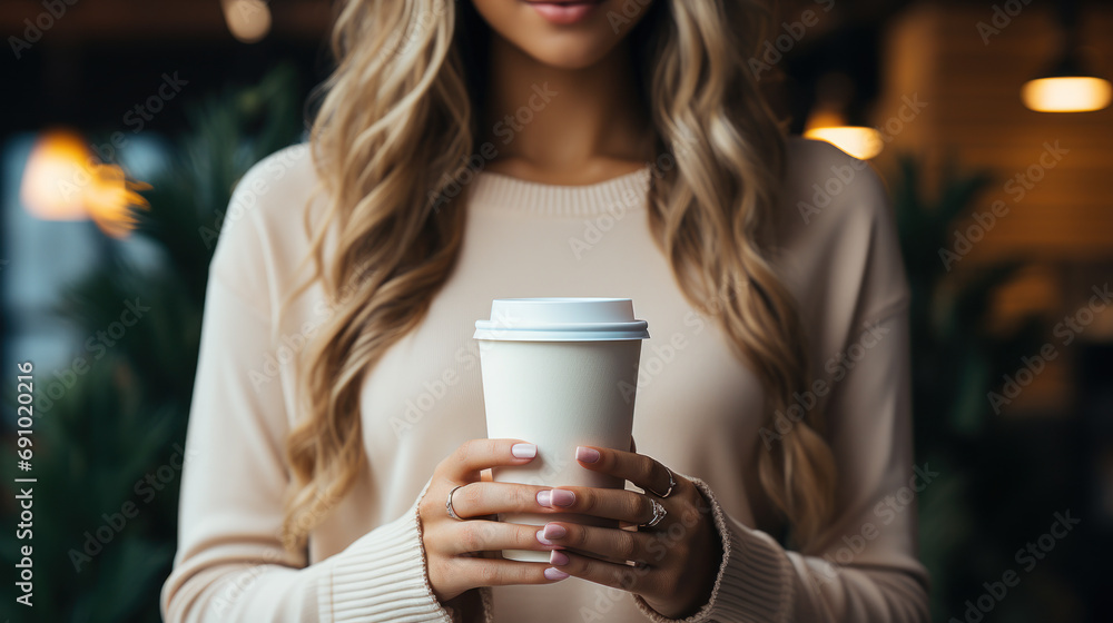 person drinking coffee. Generative AI person drinking coffee. Generative AI