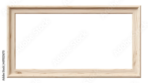 Natural Wooden frame photo with empty blank canvas. PNG cut out Isolated on transparent background photo