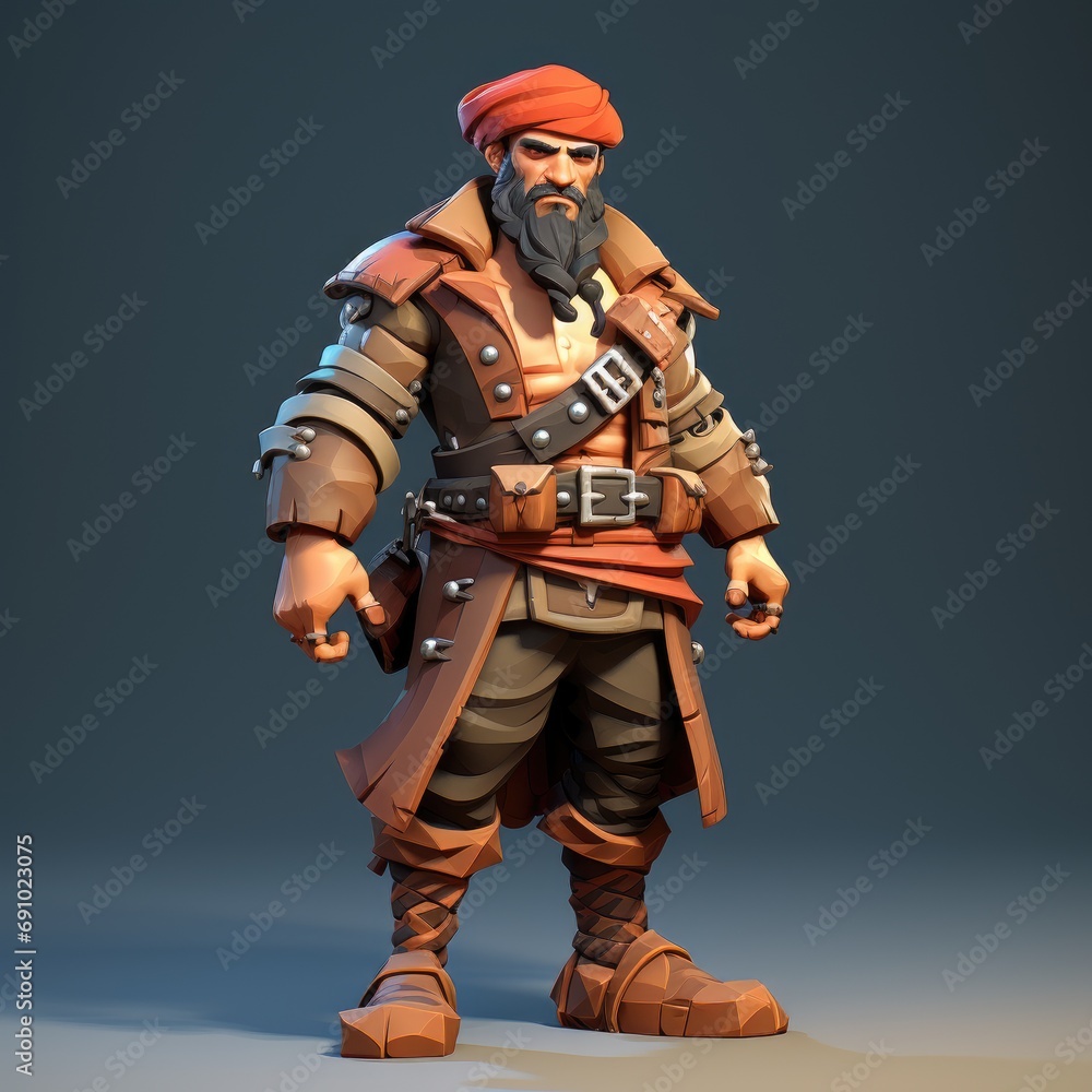 Fototapeta premium low poly pirate character
