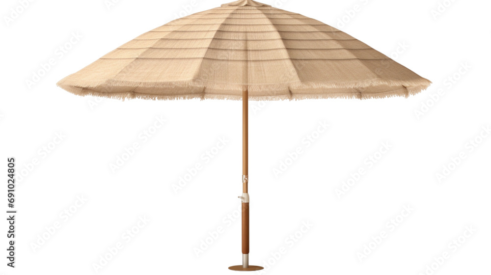 Straw beach umbrella isolated on transparent or white background, png - obrazy, fototapety, plakaty 