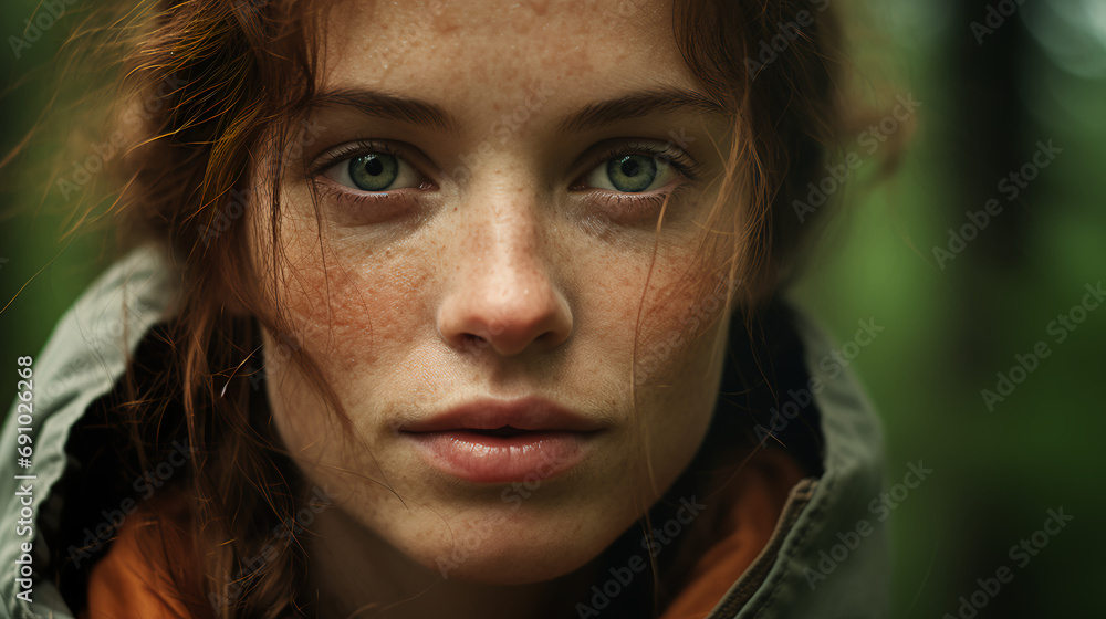 a woman immersed in the beauty of a forest hike, her connection with nature nurturing her emotional well-being. a woman immersed in the beauty of a forest hike, her connection with nature nurturing her emotional well-being.