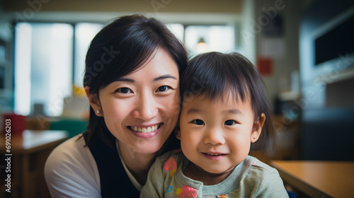 Wallpaper Mural a parent and child engaged in a home-based learning activity, highlighting the role of families in education.  Torontodigital.ca