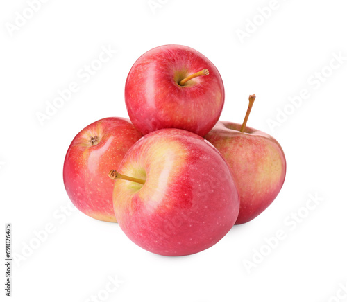 Fresh ripe red apples isolated on white