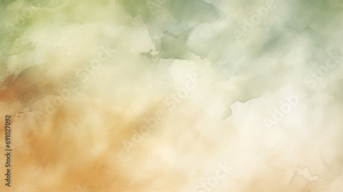 Abstract watercolor background gradient from green to orange ideal to place copy on it photo