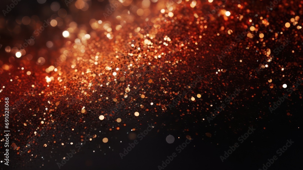 Abstract black dark orange-red brown shiny glitter abstract background with space