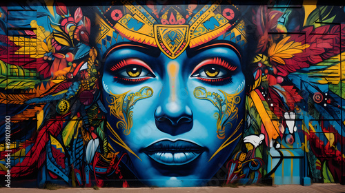 Colorful and intricate street art in the vibrant neighborhoods of Rio de Janeiro.