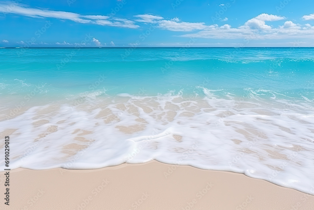 Beautiful sandy beach and soft blue ocean wave Beautiful sandy beach and soft blue ocean wave