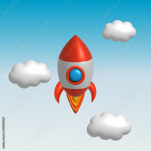 3D space rocket illustration