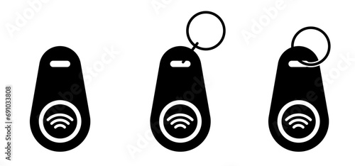 Contactless, digital door handle key. Wireless, NFC key card or pass. Security door knob or doorknob transmitter. Login, remote control key for automatic open, close or electronic unlock and lock  photo