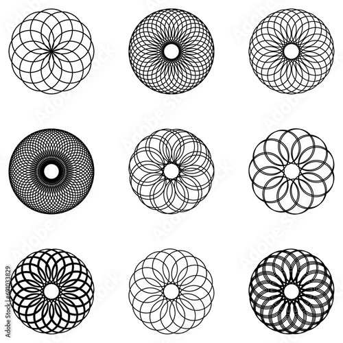Set of round geometric shapes