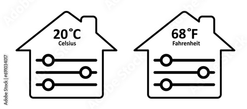 Switch slider. Controlling home heating temperature with slider bar. Thermometer progress bar indicate. Checking radiator or heating stove on display. Hot, cold indicator. Level, volume control.