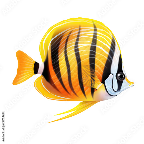 Butterfly fish isolated on white or transparent background