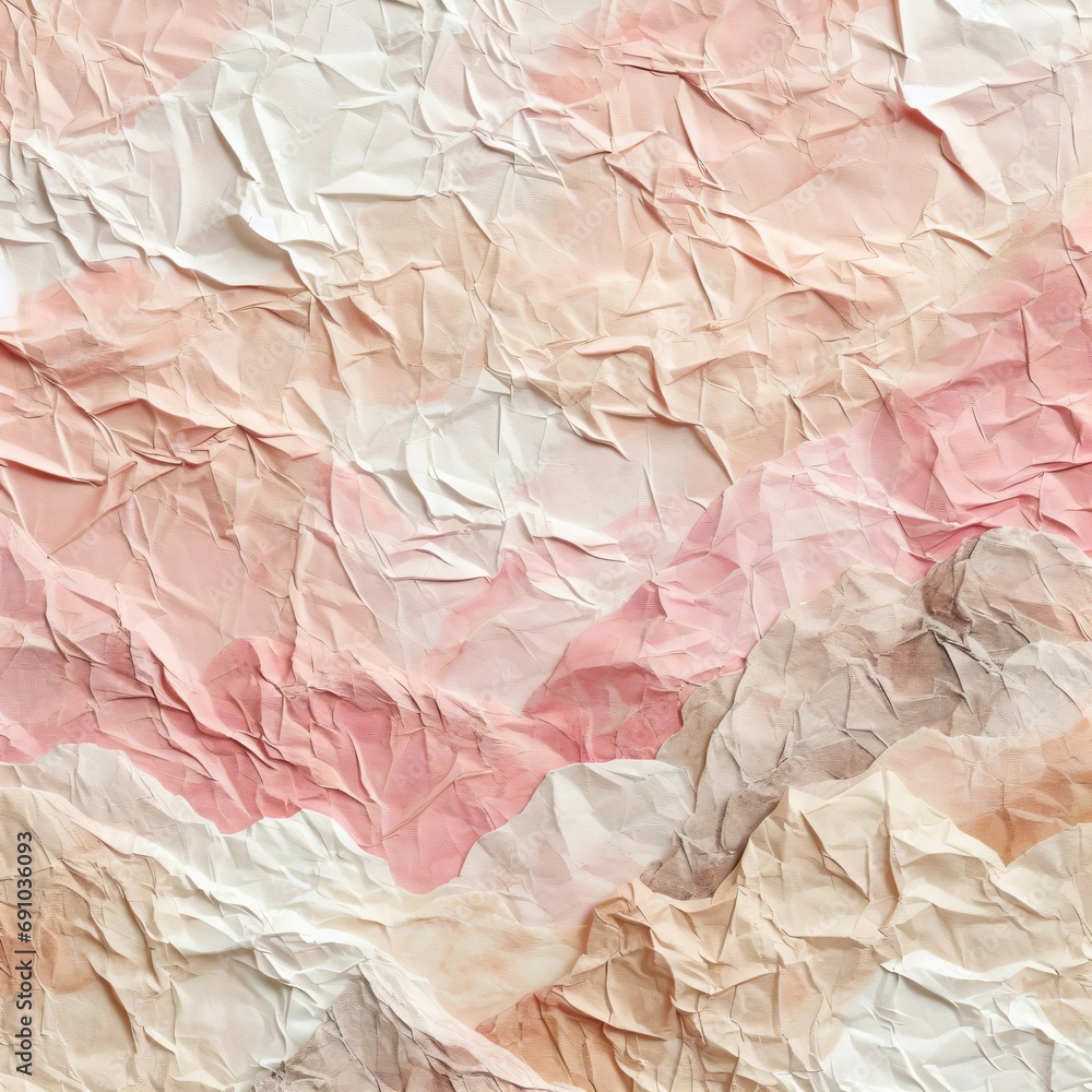 Textured pink and beige crumpled paper. Textured pink and beige crumpled paper.