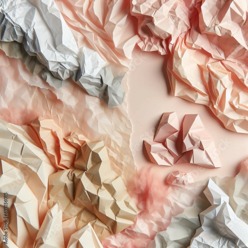Wallpaper Mural Textured pink and beige crumpled paper. Torontodigital.ca