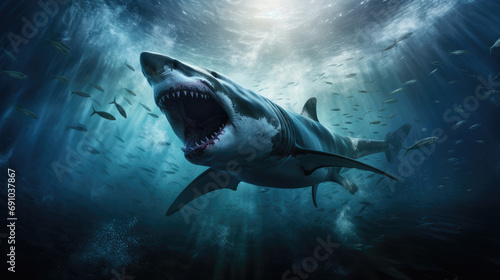 Submerged Nightmare: Encounter with Megalodon © Pedro