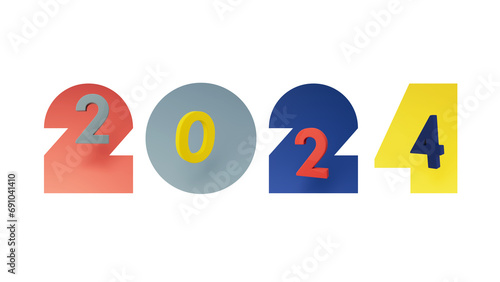 2024 New Year on a white background. Great for Christmas rojects, vlogs and other funny videos. photo