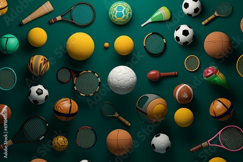 Whimsical Sports Equipment. Generative AI illustration