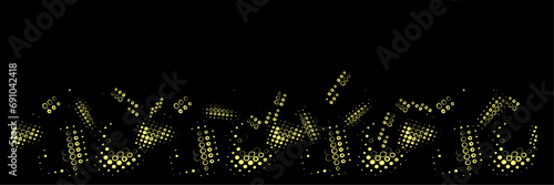 Seamless contour border of golden bubbles and rings on isolated background to create a festive mood. Vector.