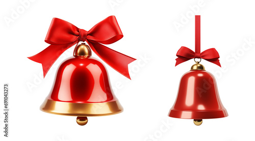 Set of jingle bells isolated on a transparent background.