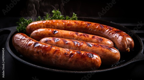 Isolated BBQ sausages. Generative AI