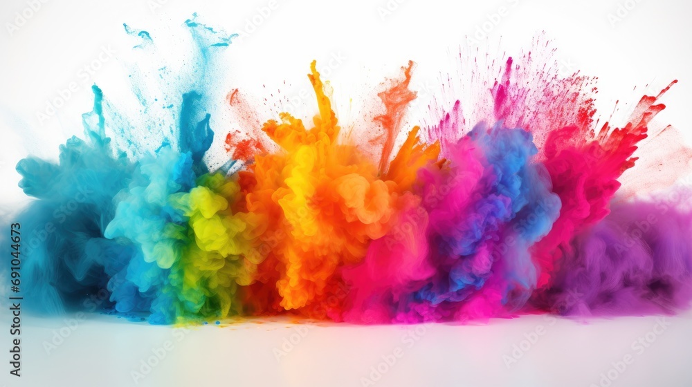 Rainbow holi powder explosion. Generative AI Rainbow holi powder explosion. Generative AI