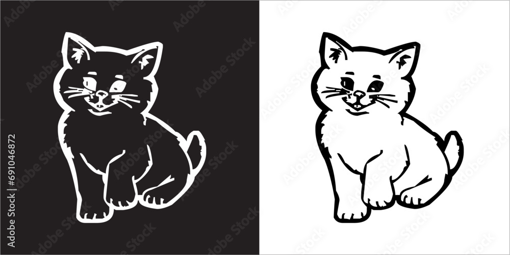 Illustration vector graphics of funny cat icon