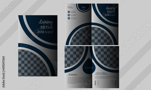 Corporate business presentation guide bifold brochure template, Annual report,  minimalist flat   design template.