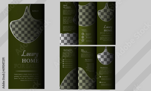 Luxury home  presentation guide bifold brochure template, Annual report,  minimalist flat   design template.