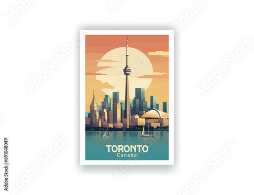 Toronto, Canada. Vintage Travel Posters. Vector illustration, art. Famous Tourist Destinations Posters Art Prints Wall Art and Print Set Abstract Travel for Hikers Campers Living Room Decor