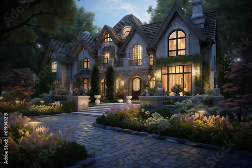 Beautiful Home Exterior Architecture showing luxury housing and living © N. W.