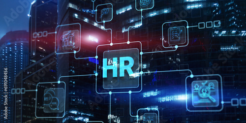 HR management. Human Resources. Recruitment business network concept. Group of teamwork photo