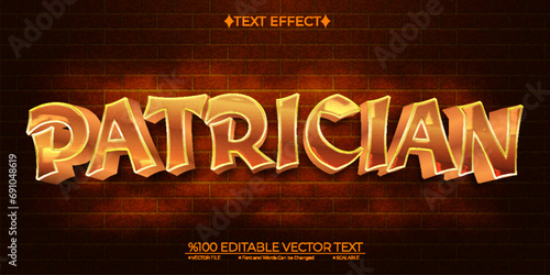 Gold Patrician Editable Vector 3D Text Effect photo