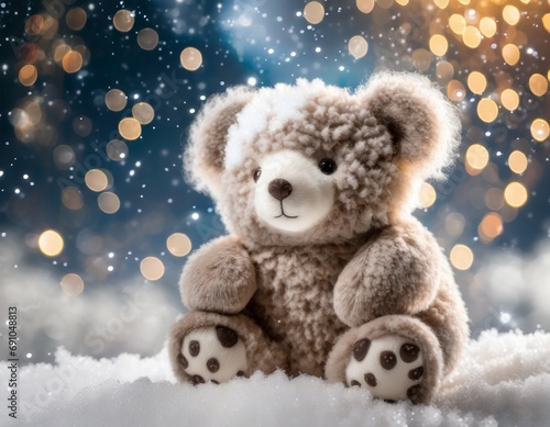 teddy bear toy on the snow © Jonatan