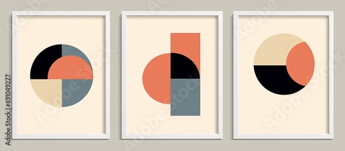Set of minimalist posters with abstract organic shapes composition, Generative AI  © Pixel Paradise