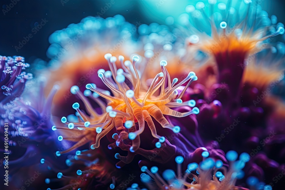 Close up macro shot of sea life , generated with AI Close up macro shot of sea life , generated with AI